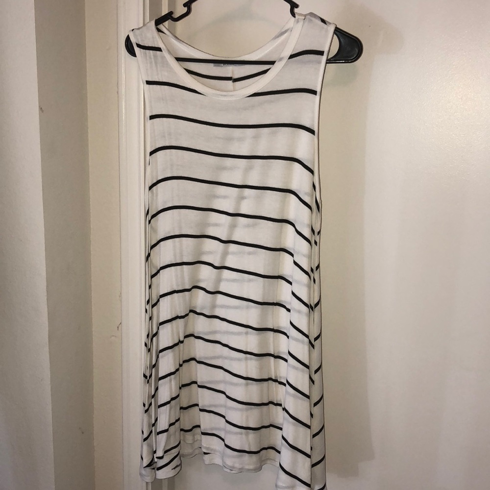 Black and white striped T-shirt dress
